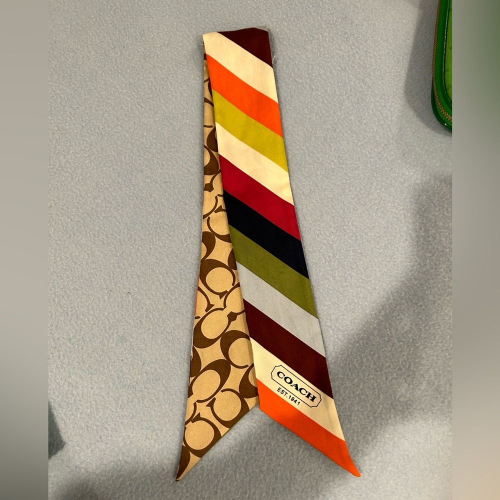 Coach striped silk scarf